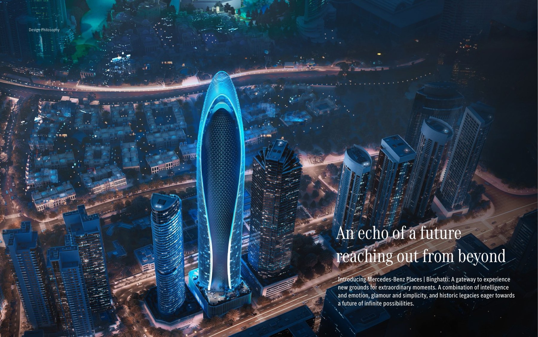 The tower lit at night