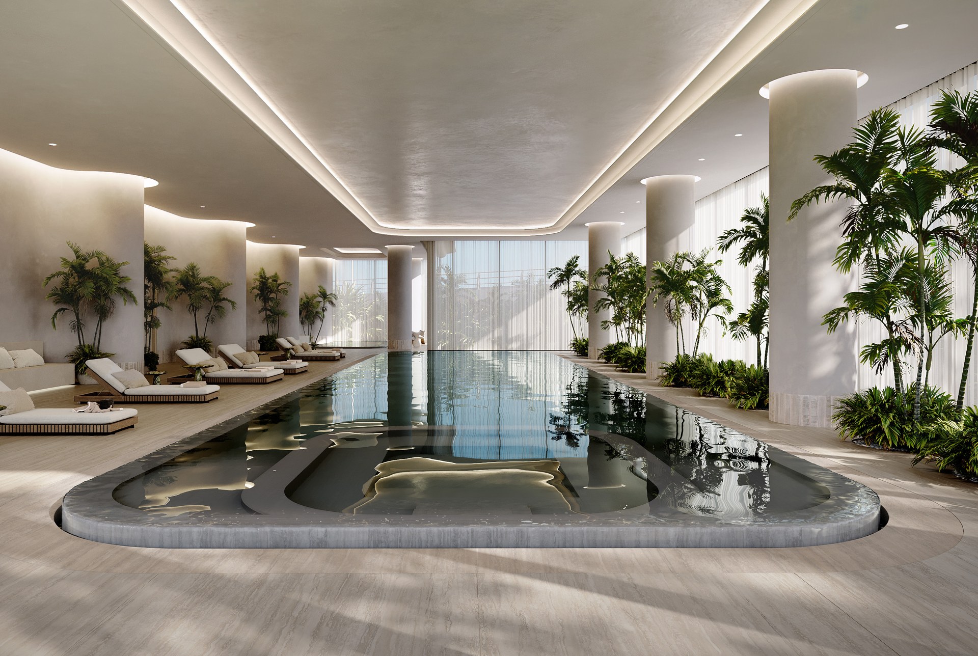 Piscine intérieure · projection