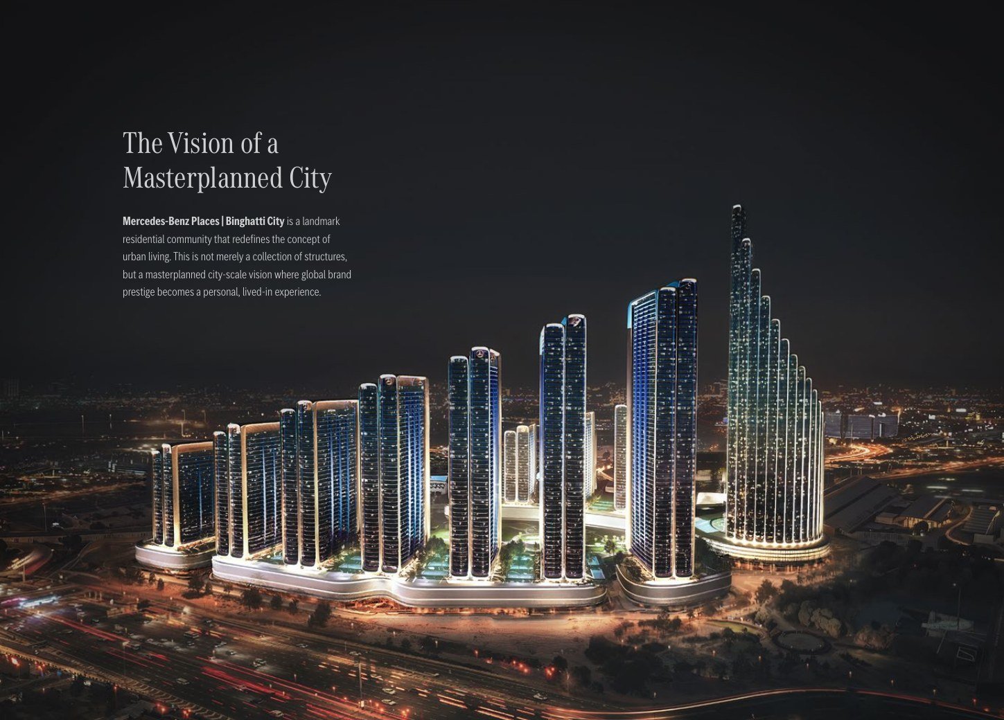 Vue d'ensemble de la ville de nuit