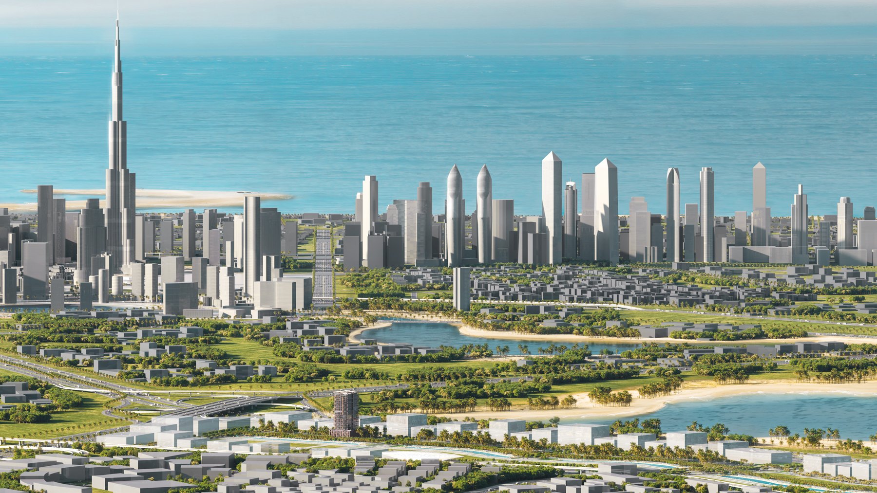 Vue d’ensemble du quartier Meydan Horizon — image de synthèse