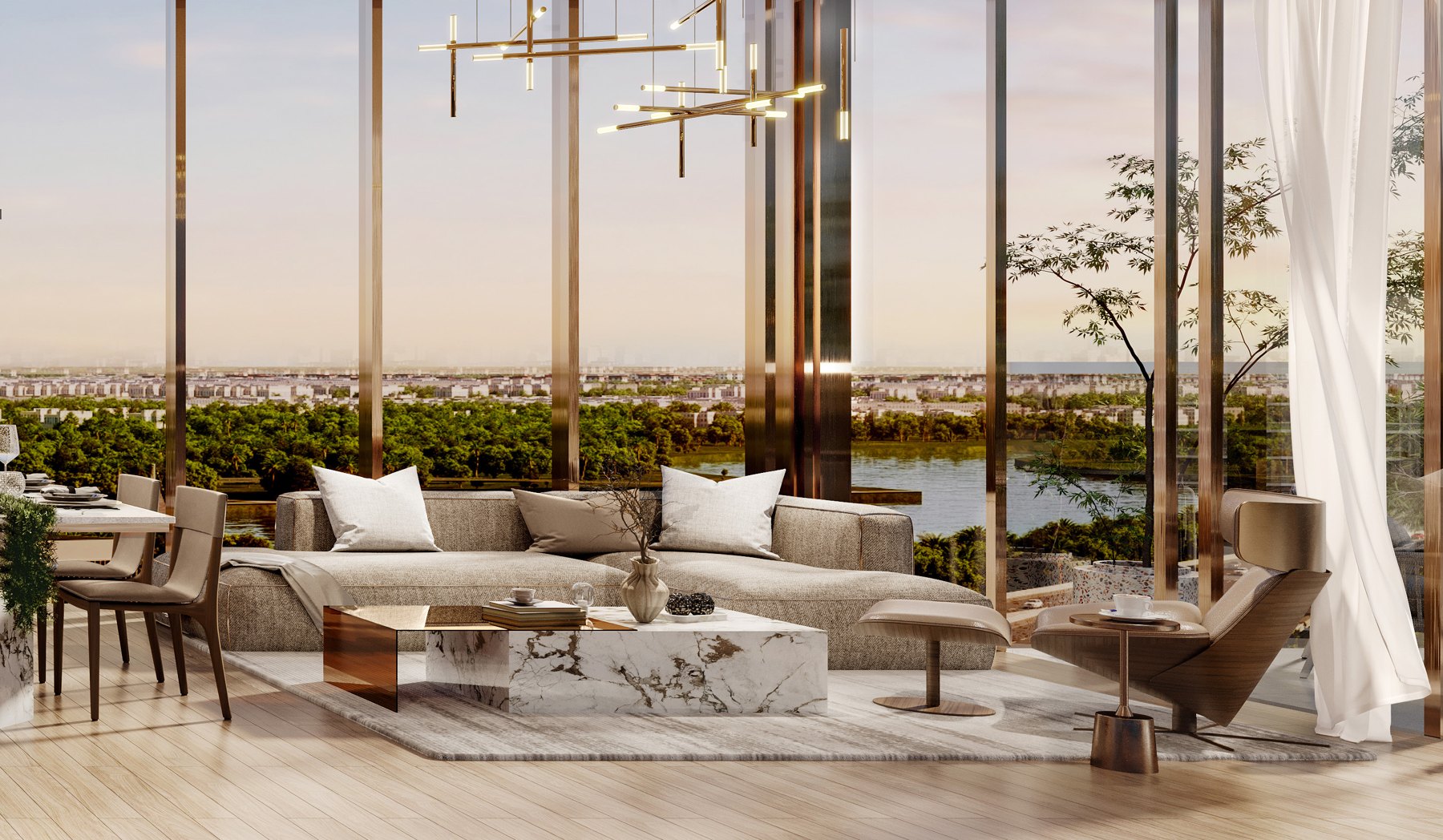 Séjour avec vue — image de synthèse