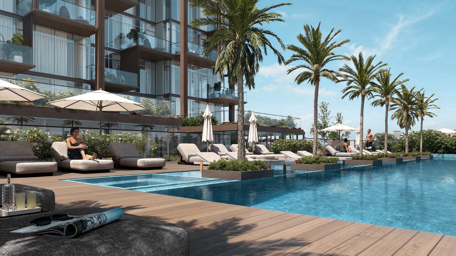 Piscine et terrasses — image de synthèse