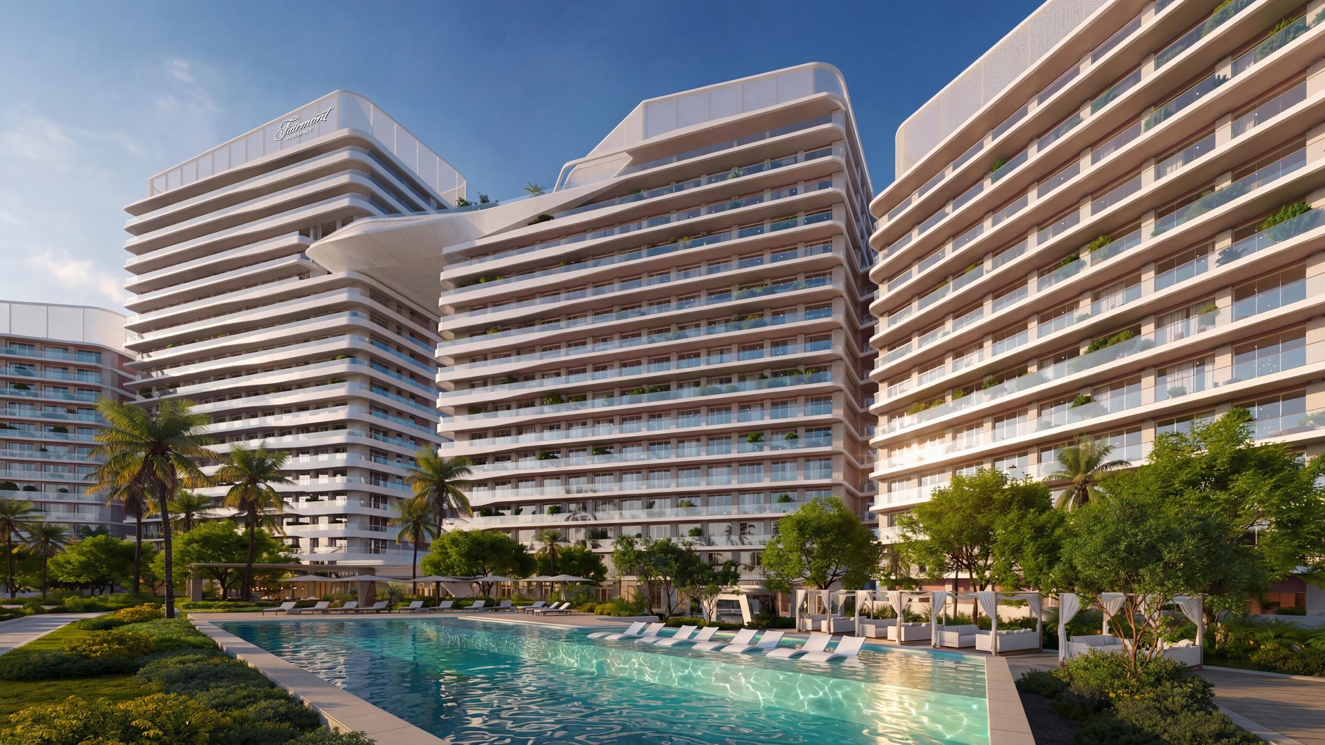 Piscine et terrasses paysagées · image de synthèse